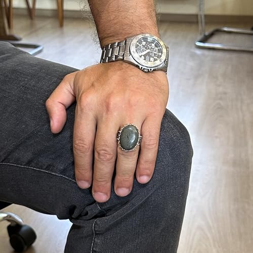Doğal Pyrite Taşlı Yüzük - 925 Ayar Gümüş El İşi Yüzük
