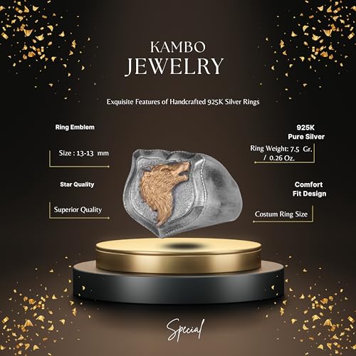 KAMBO 925 Ayar Gümüş Kurt Başlı Yüzük – El Yapımı Erkek Hayvan Sembollü Yüzük – Cesur Gotik Açıklamalı Takı – Koruma ve