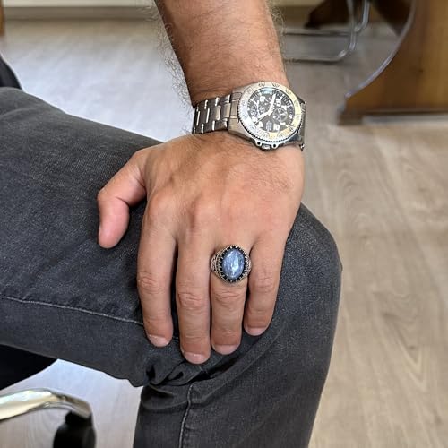 Doğal Kyanit Taşlı El İşi Şahin Yüzük - 925 Ayar Gümüş