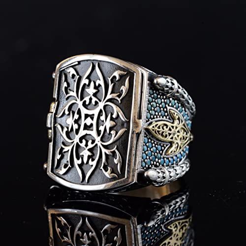 Knight Yüzük, King's Yüzük, 925K Erkek Gümüş Yüzük ile Hidden Cover