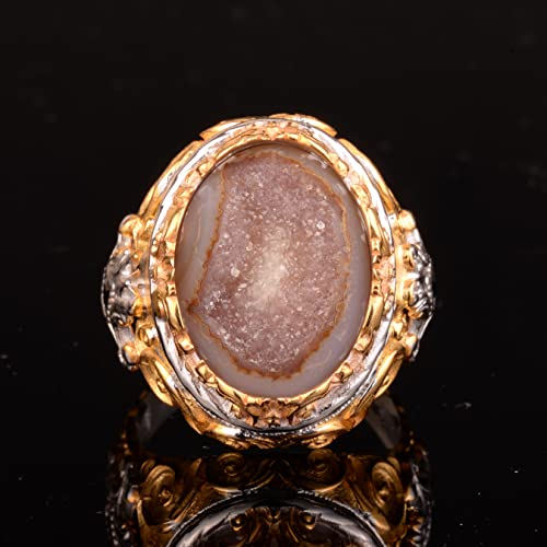 Gümüş Doğal Kristal Druzy Kuvars Yüzük (Model-2)