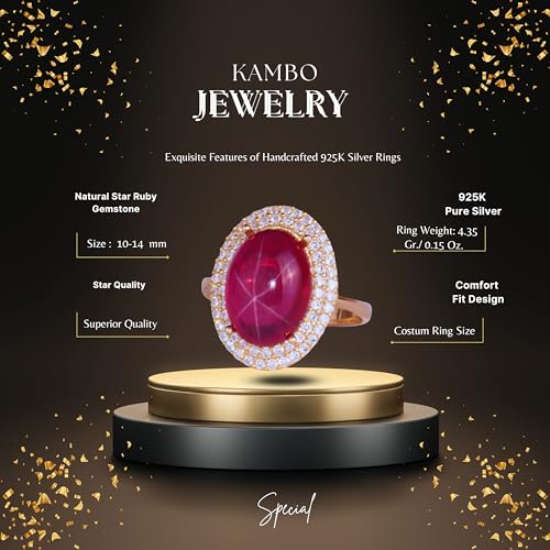 KAMBO 925 Ayar Gümüş Kadın Yüzük – Oval Doğal Taş – Parlak Kristal Halo ile Gümüş Altın Kaplama – Zarif El Yapımı Takı (