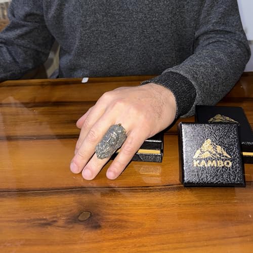 KAMBO Boynuzlu Yaşlı Erkek Yüzüğü – Altın Kaplama Boynuzlu 925 Ayar Gümüş – Mitolojik Sakallı Tanrı Gotik Bildiri Yüzüğü – El Yapımı Zanaatkar Takı - 6
