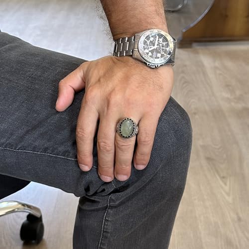 Doğal Taş Yüzük - El İşi Kartal Yüzük - 925 Ayar Gümüş (Model-2)