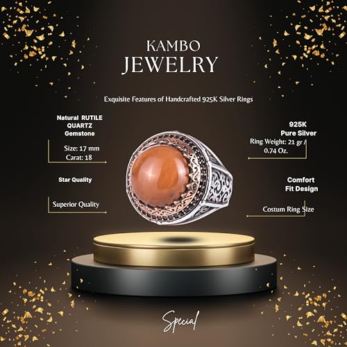 KAMBO Taşlı 925 Ayar Gümüş Erkek Yuvarlak Yüzük Bronz Detaylı Bildirim Yüzüğü Vintage Osmanlı Tarzı El Yapımı Gümüş Erke