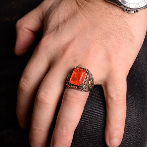 Paraiba Taşlı Erkek Gümüş Yüzük