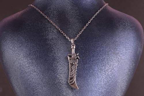 KAMBO 925 Ayar Gümüş Hançer Kolye – Kavisli Bıçak Kolye – El Yapımı Gotik Kılıç Takı – Erkek İfade Kolye – Kendisine Eşsiz Hediye - 5