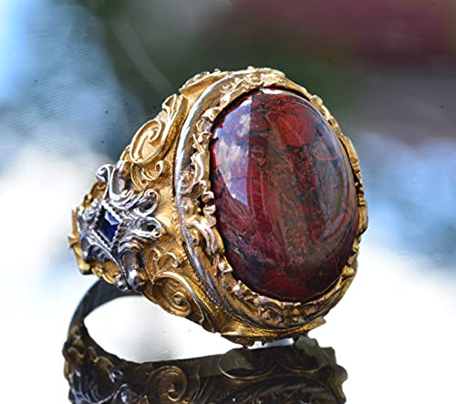 Doğal Kırmızı Bloodstone Taş Yüzük