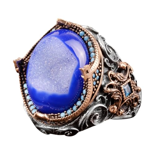 Doğal Druzy Kristal Kuvars Değerli Taş Yüzük (Model-2)