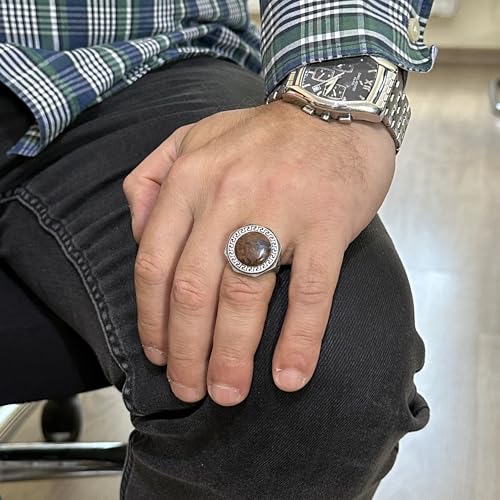Doğal Pietersite Taşlı Yüzük - 925 Ayar Gümüş El İşi Erkek Yüzüğü