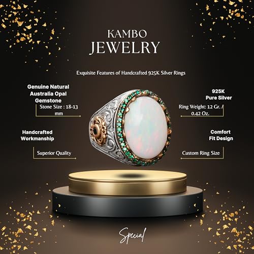 Doğal Avustralya Opal Taş Yüzük, 7.55 Karat, 925 Ayar Gümüş Yüzük