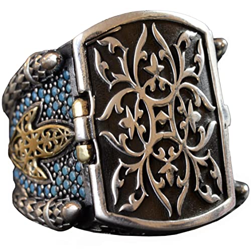 Knight Yüzük, King's Yüzük, 925K Erkek Gümüş Yüzük ile Hidden Cover