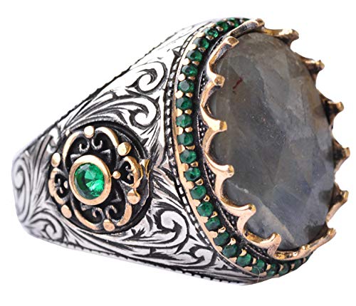 925 Ayar Gümüş Yüzük - Doğal Safir Taşlı
