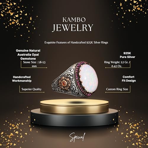 Doğal Avustralya Opal Taş Yüzük, 7.55 Karat, Gümüş Yüzük