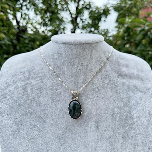 Doğal Moss Agat Kolye - 925 Ayar Gümüş Kolye
