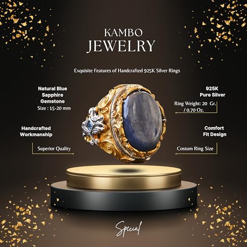 Doğal Mavi Safir Yüzük, Gümüş Mavi Safir Yüzük, 925 Ayar Gümüş Yüzük, Big Yüzük