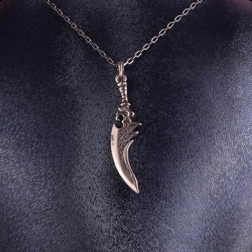 KAMBO Hançer Kılıç Kolye 925 Ayar Gümüş – Zincirli Unisex Gotik Bıçak Kolye Kolye Vintage Silah Tasarım Takı