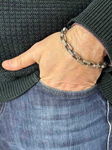 925 Ayar Gümüş Zincir Yüksek Link El Yapımı Bilezik — KAMBO 925 ayar gümüş el yapımı takı (görsel 4)