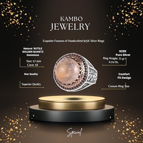 KAMBO Taşlı 925 Ayar Gümüş Erkek Yuvarlak Yüzük Bronz Detaylı Bildirim Yüzüğü Vintage Osmanlı Tarzı El Yapımı Gümüş Erke