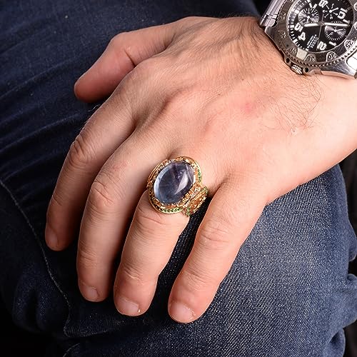 Doğal Fluorite Taş Yüzük, 925 Ayar Gümüş Sultan Yüzük