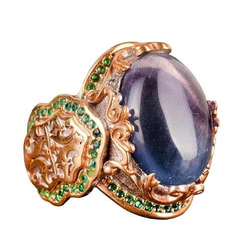 Doğal Fluorite Taş Yüzük, 925 Ayar Gümüş Sultan Yüzük