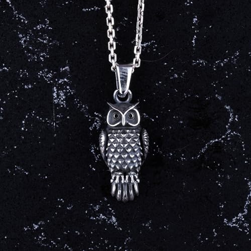 925 Ayar Gümüş Baykuş Kolye Ucu - El İşi Wisdom Symbol Takı - Fine Details - Hediye için Baykuş Lovers