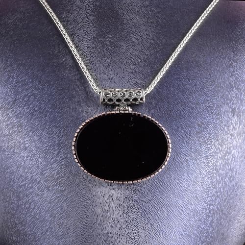 KAMBO Doğal Taşlı Yatay Büyük Erkek Zincirli Kolye 925 Ayar Gümüş – Oval Taşlı Kolye Kolye (Oniks) - 4