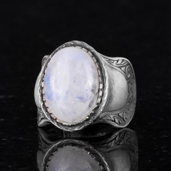 Doğal Taş Yüzük, 925 Ayar Gümüş Yüzük, (Moonstoneu)