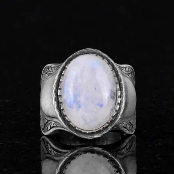 Doğal Taş Yüzük, 925 Ayar Gümüş Yüzük, (Moonstoneu)
