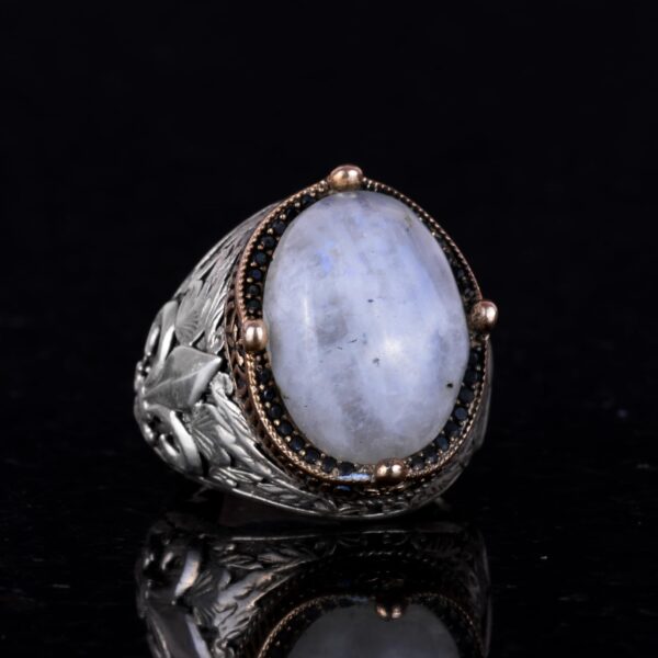 925 Ayar Gümüş El İşi Erkek Yüzük - Available ile Different Doğal Stones (Fire Opal)