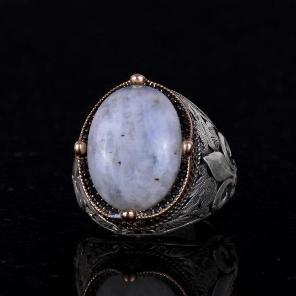 925 Ayar Gümüş El İşi Erkek Yüzük - Available ile Different Doğal Stones (Fire Opal)