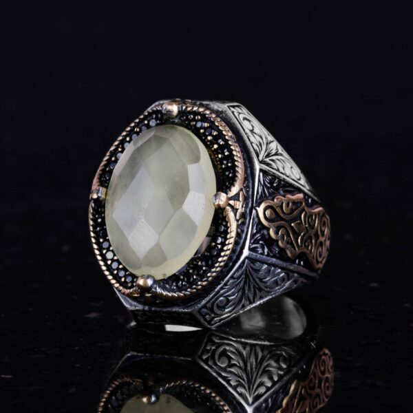 Doğal Lemon Topaz Taş Yüzük - 925 Ayar Gümüş Yüzük