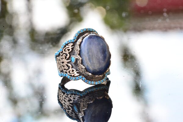 El İşi 925 Ayar Gümüş Erkek Yüzük - Doğal Taş (Kyanite)