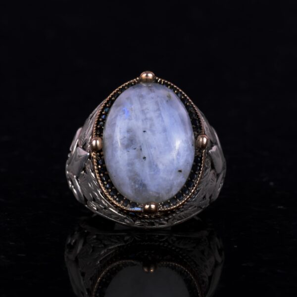 925 Ayar Gümüş El İşi Erkek Yüzük - Available ile Different Doğal Stones (Fire Opal)