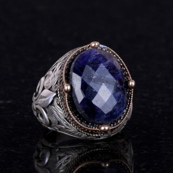 925 Ayar Gümüş Yüzük ile Premium Artificial Stones (Safir Artificial Taş Yüzük)