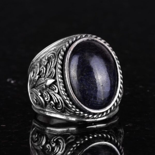 925 Ayar Gümüş Yüzük - Doğal Taş Selection (Kabason Safir)