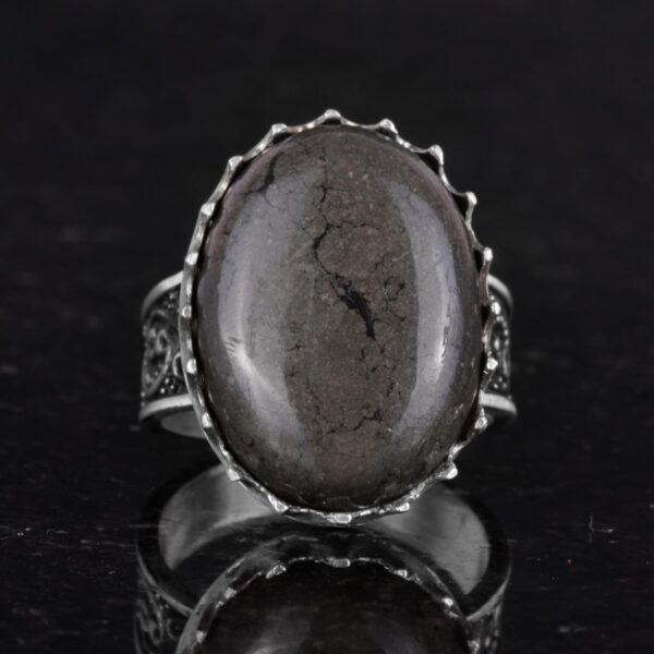 Doğal Pyrite Taşlı Yüzük - 925 Ayar Gümüş El İşi Yüzük