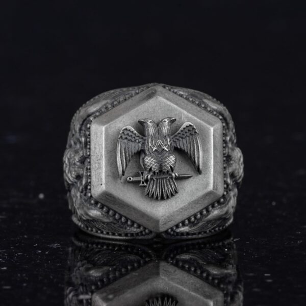 925 Ayar Gümüş Yüzük, Brave Symbol Yüzük (Double Headed Kartal)