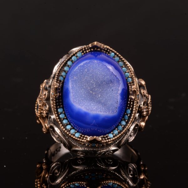 Doğal Druzy Kristal Kuvars Değerli Taş Yüzük (Model-2)