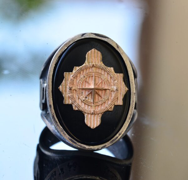925 Ayar Gümüş Erkek Yüzük ile Compass Symbol