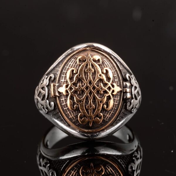 Secret Clamshell Yüzük, Boxed Yüzük, 925 Ayar Gümüş Erkek Yüzük