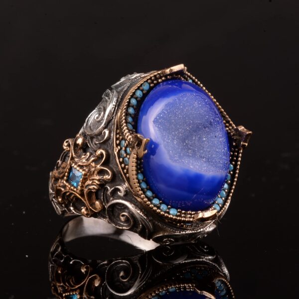 Doğal Druzy Kristal Kuvars Değerli Taş Yüzük (Model-2)