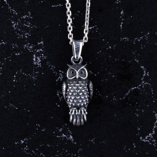 925 Ayar Gümüş Baykuş Kolye Ucu - El İşi Wisdom Symbol Takı - Fine Details - Hediye için Baykuş Lovers