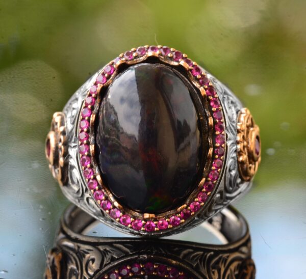 Doğal Australian Opal Taş Yüzük, 925 Ayar Gümüş Yüzük, Opal Yüzük