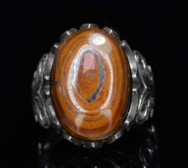 925 Ayar Gümüş Erkek Yüzük Doğal Iron ile Tiger Eye Taş