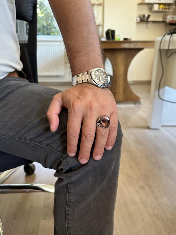 925 Ayar Gümüş Yüzük - Manufactured Taş Gümüş Yüzük - El İşi Yüzük (Manufactured sultanite)