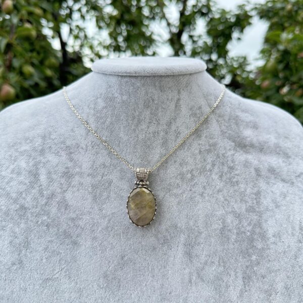 Doğal Rutile Kuvars Kolye - 925 Ayar Gümüş Kolye