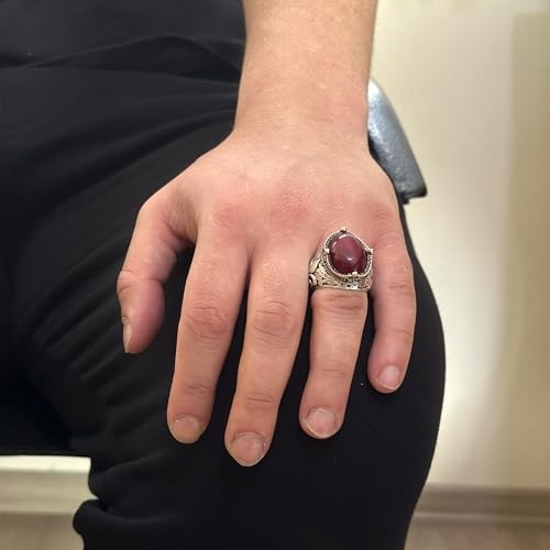 925K Gümüş El İşi Erkek Yüzük - Available ile Different Doğal Stones (Kabason Yakut) — KAMBO 925 ayar gümüş el yapımı takı (görsel 6)