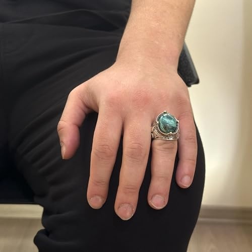 925 Ayar Gümüş El İşi Erkek Yüzük - Available ile Various Doğal Stones (Krisokolla) — KAMBO 925 ayar gümüş el yapımı takı (görsel 6)